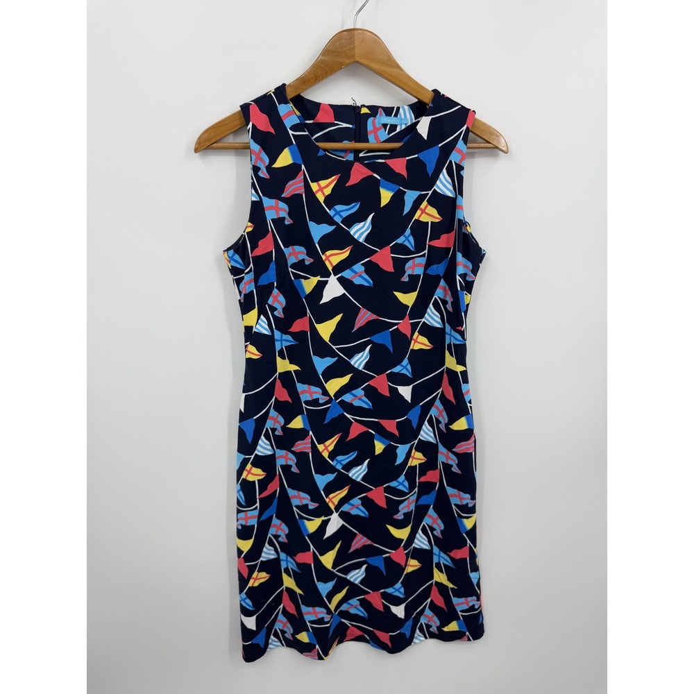J.McLaughlin Catalina Sheath Dress Womens Small Navy‎ Blue Nautical Signal Flags
